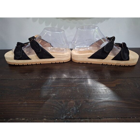 NWOB Jack Rogers Monica Double Knot Black Suede Platform Slide Sandals/Sz. 8.5M - Picture 2 of 9